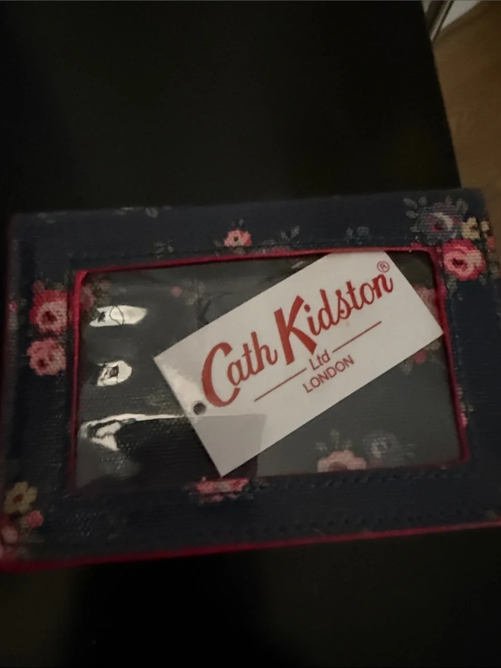 Cath Kidston Navy Floral Coin Card Holder Wallet Navy with Pink Roses